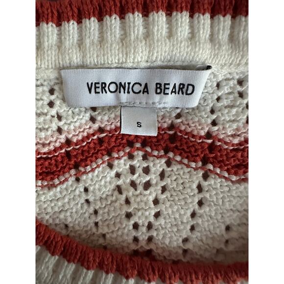Veronica Beard Jerrell Cropped Knit Tank Off-White/Pink Shell/Persimmon Small - Picture 7 of 7